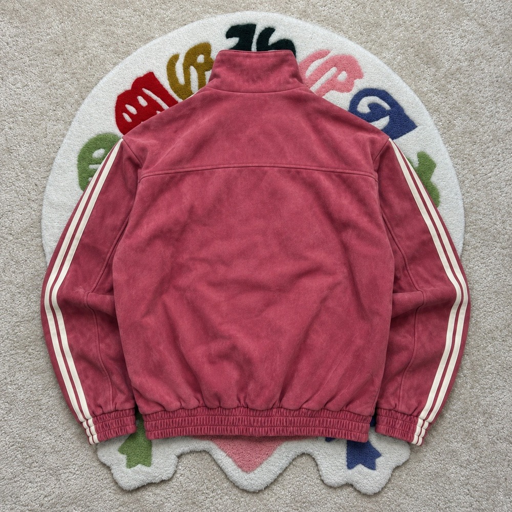 Adidas Originals Velour Track Jacket Pink Frog Button Toggle Trefoil Large NWT - Picture 2 of 3